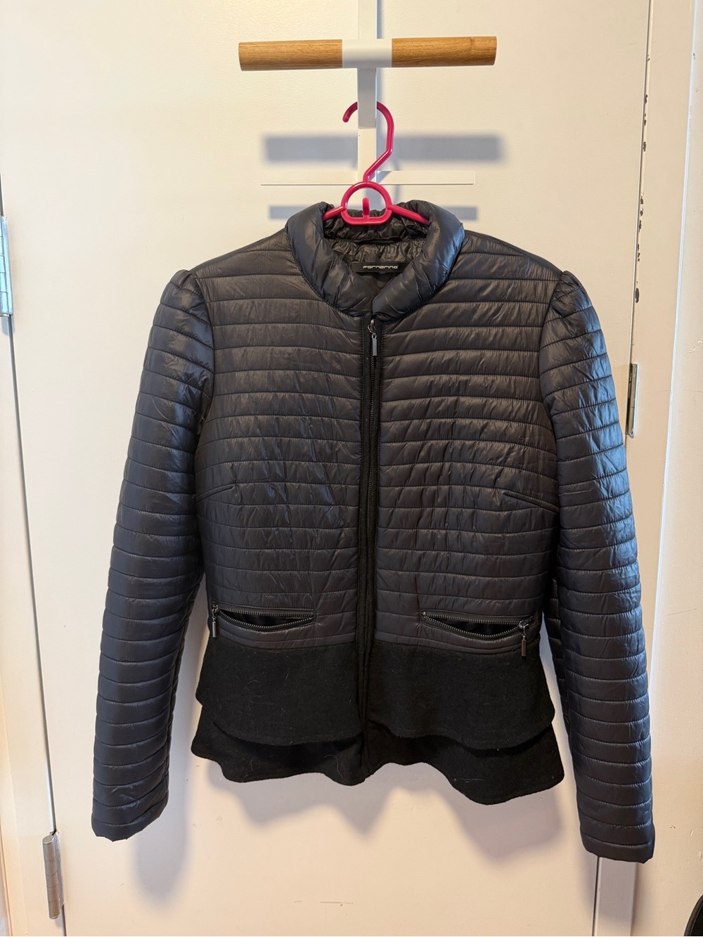 Women’s Quilted Black Peplum Puffer Jacket